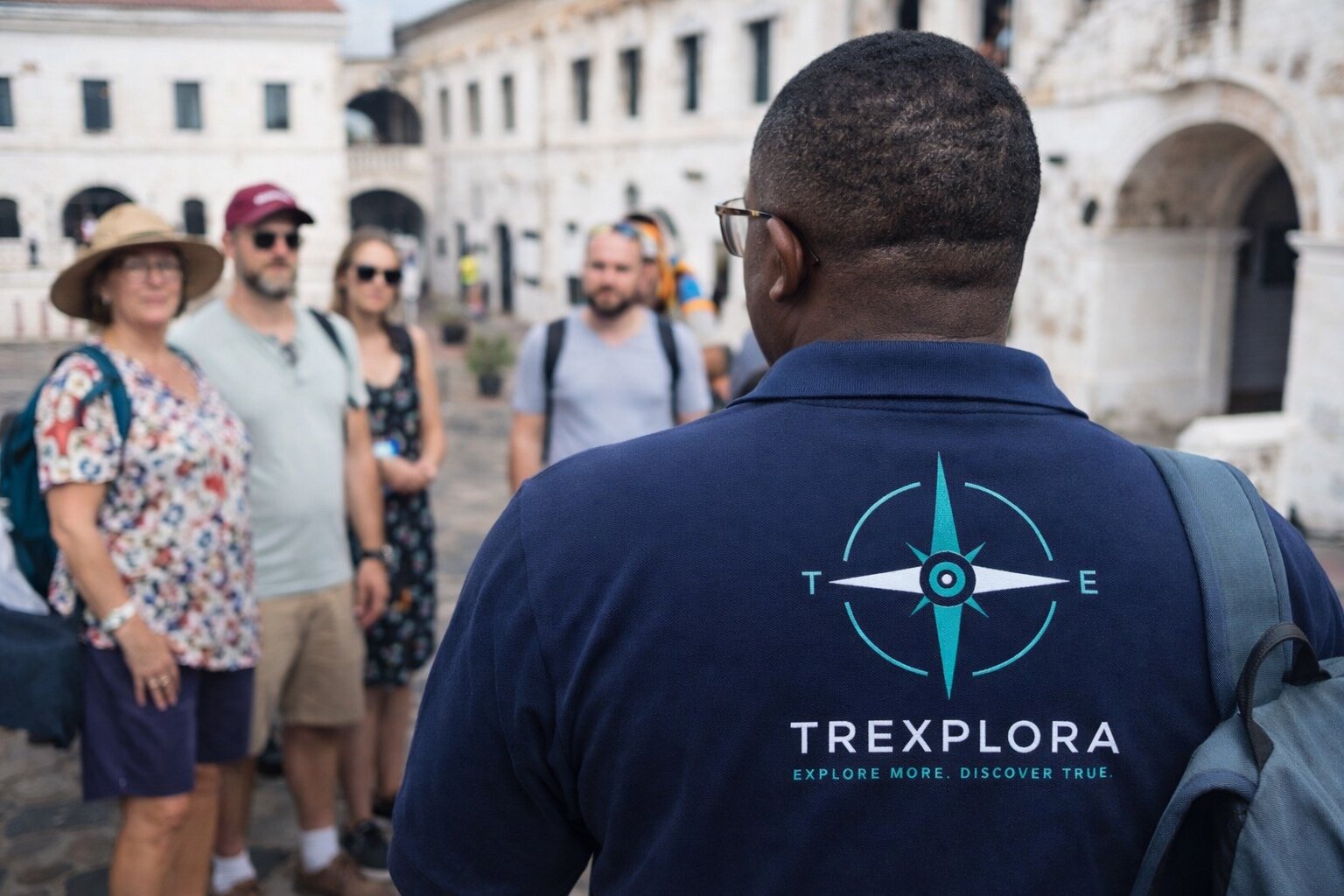 Trexplora guide leading a tour at Cape Coast Castle